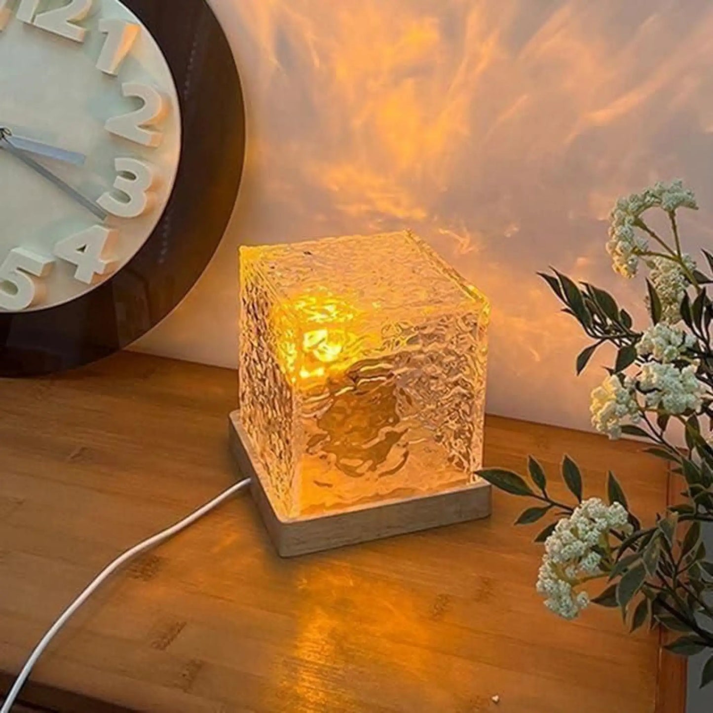 Rotating Water Ripple Night Light | Rechargeable Night Lamp